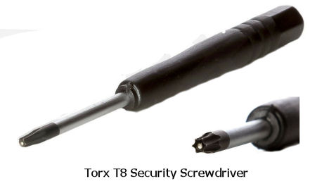 Torx T8 screwdriver not supplied with this kit
